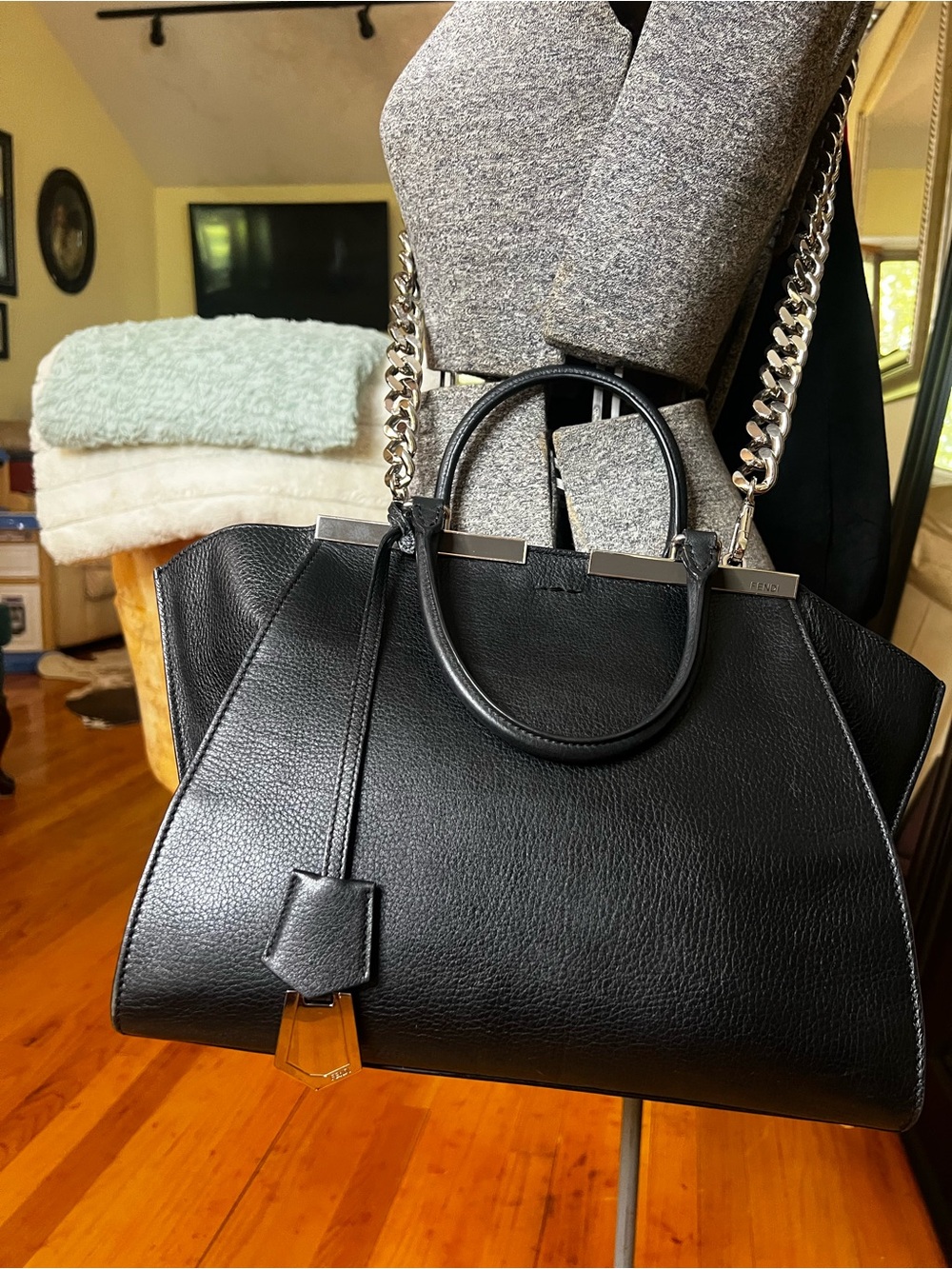FENDI PETITE 3JOURS BLACK LEATHER BAG
